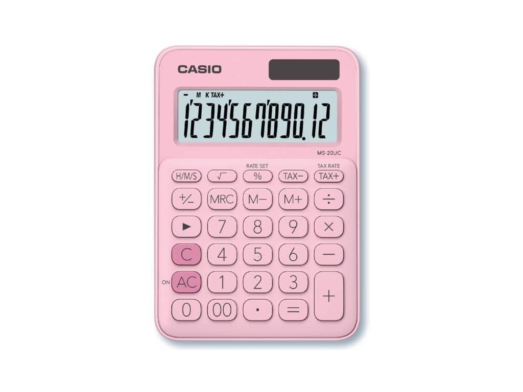 CASIO CALCULATOR 12 DIGITS BABY PINK