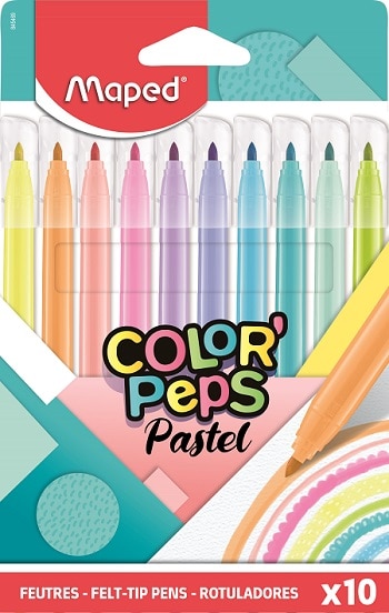 FELT PENS MAPED PASTEL X10