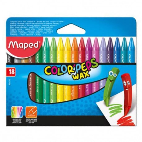 CRAYONS WAX 18 PACK MAPED