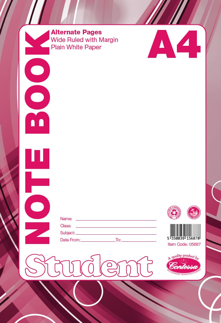 NOTEBOOK A4 WIDE LINES AND BLANK PAGE