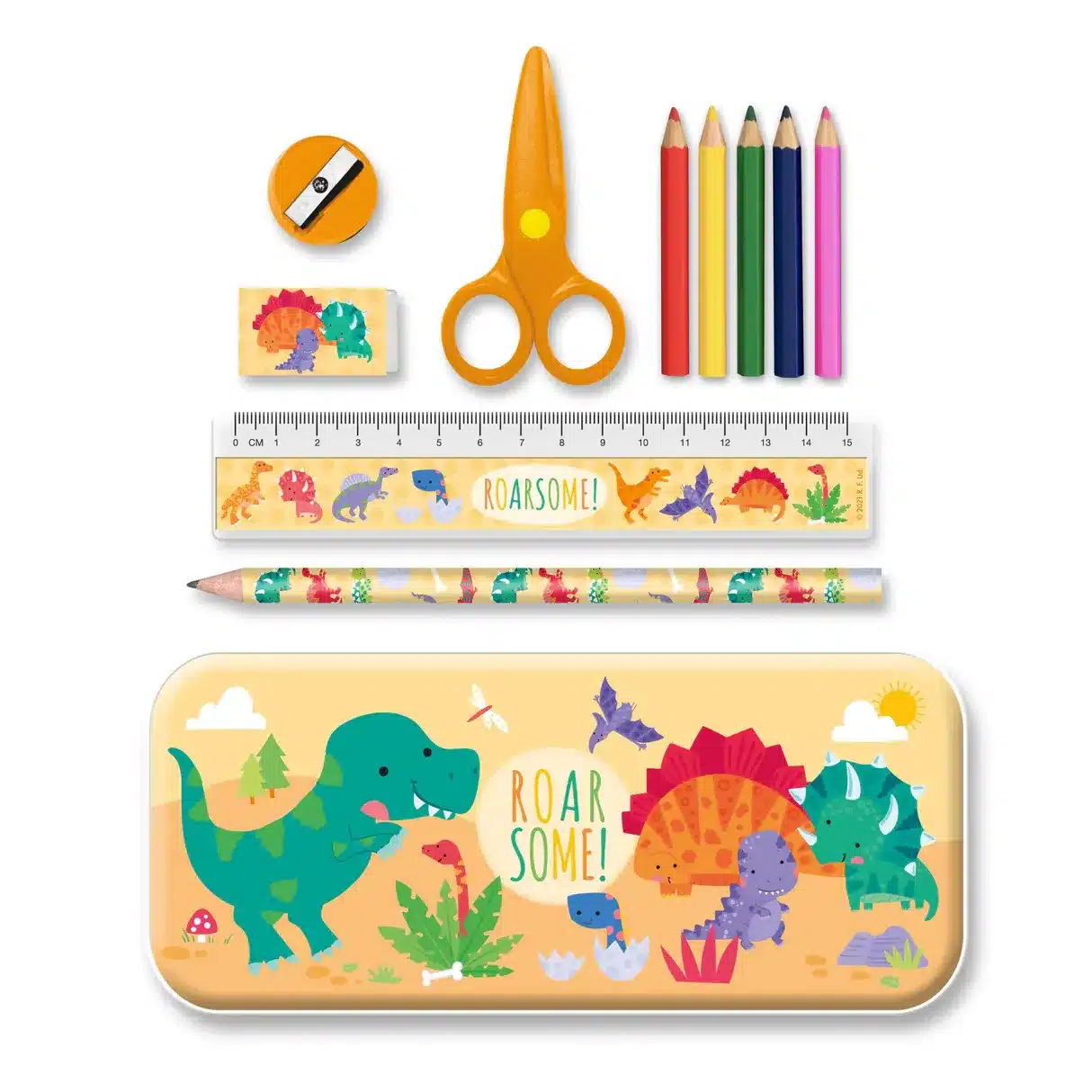 FIRST STATIONERY TIN SET - DINOSAURS